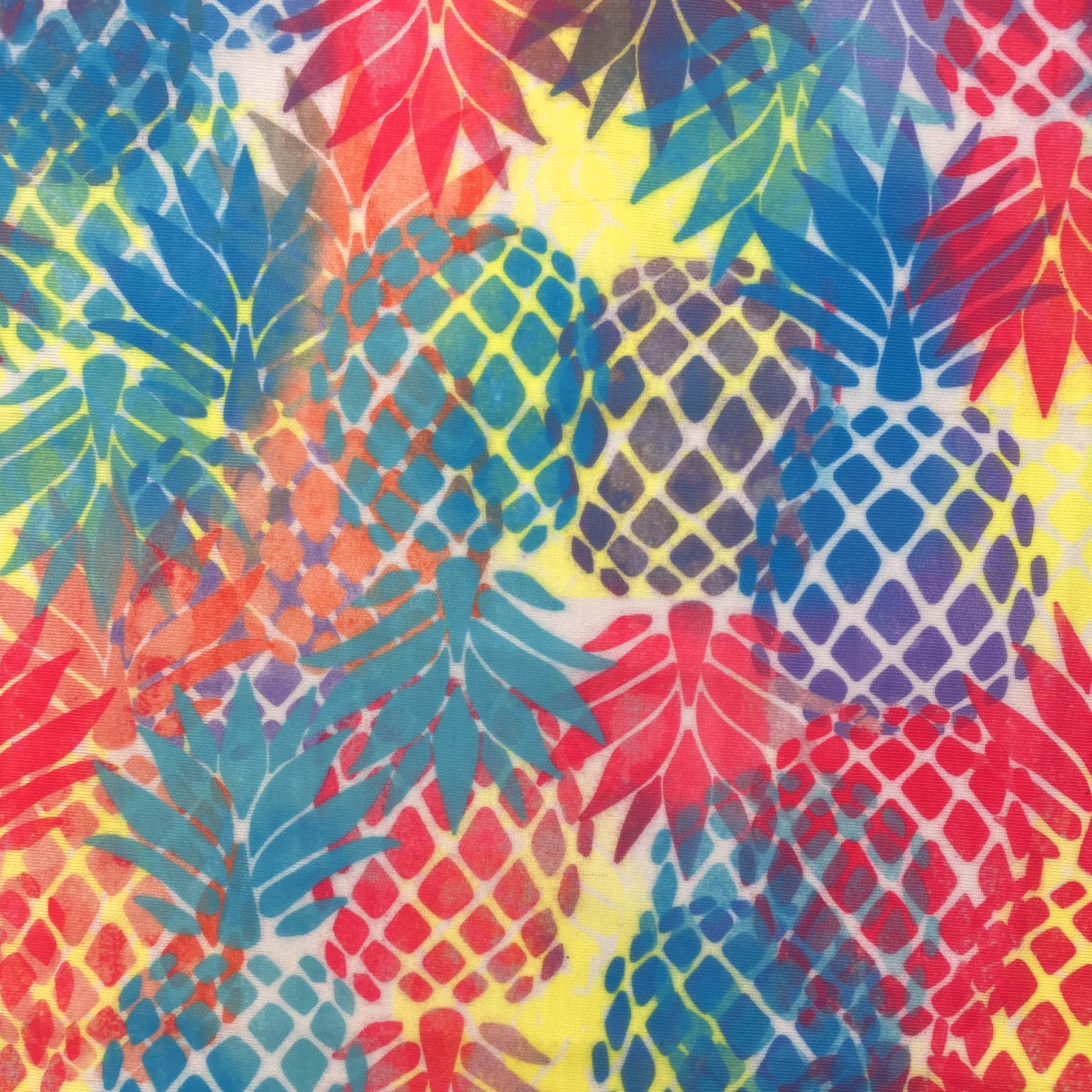TESATĂ DE POLIESTER IMPRIMAT ROZ GALBEN ANANAS